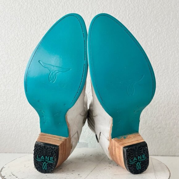 Lane CHELSEA Womens Cowboy Bootie 10 Western White Short Ankle Cowgirl Boots - Picture 8 of 11